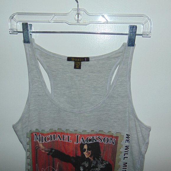 Michael Jackson Beloved King of Pop Graphic Tank Top T-Shirt Womens Gray RIP - Picture 3 of 10